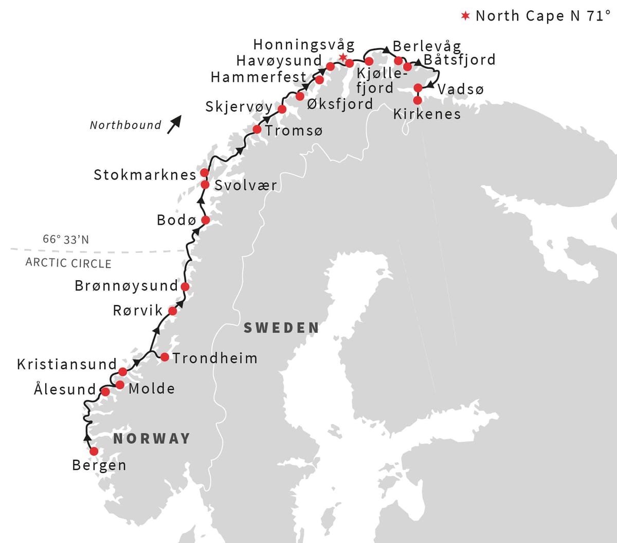 Kaart bergen, Norra kergraudtee