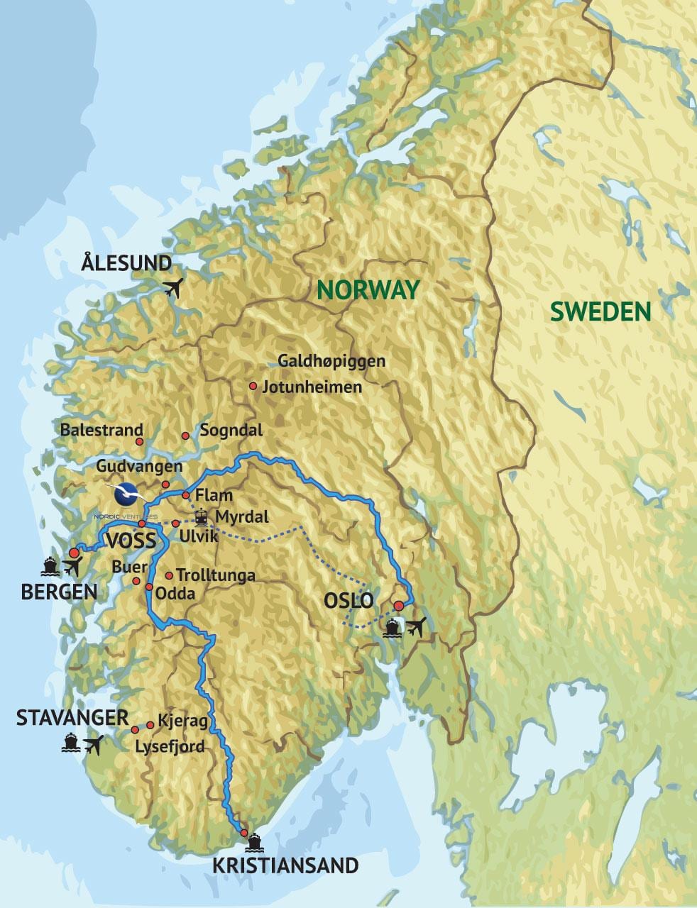 Kaart lääne-Norra