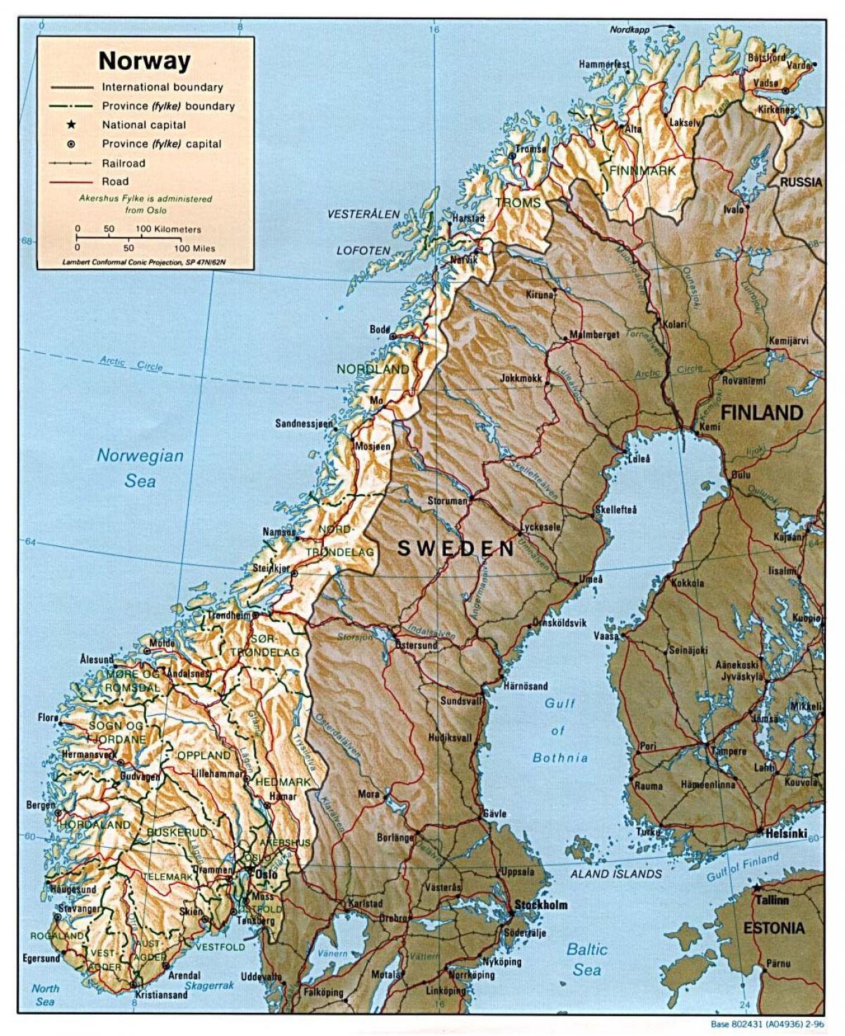 üksikasjalik kaart Norra linnad