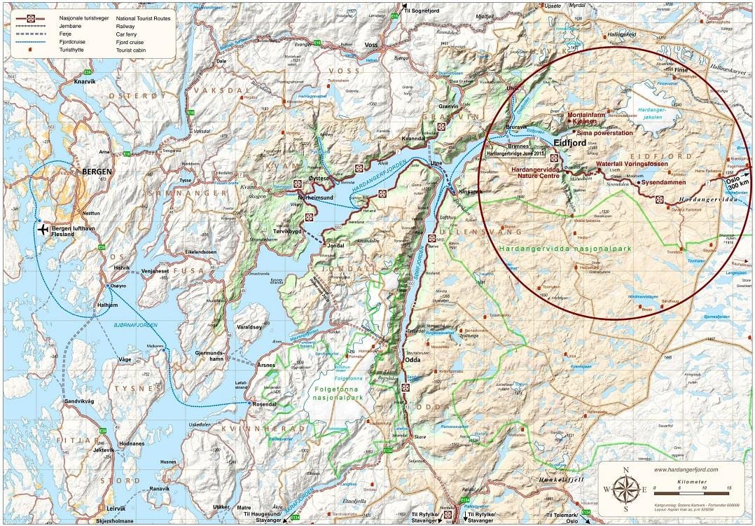 hardangerfjord Norra kaart