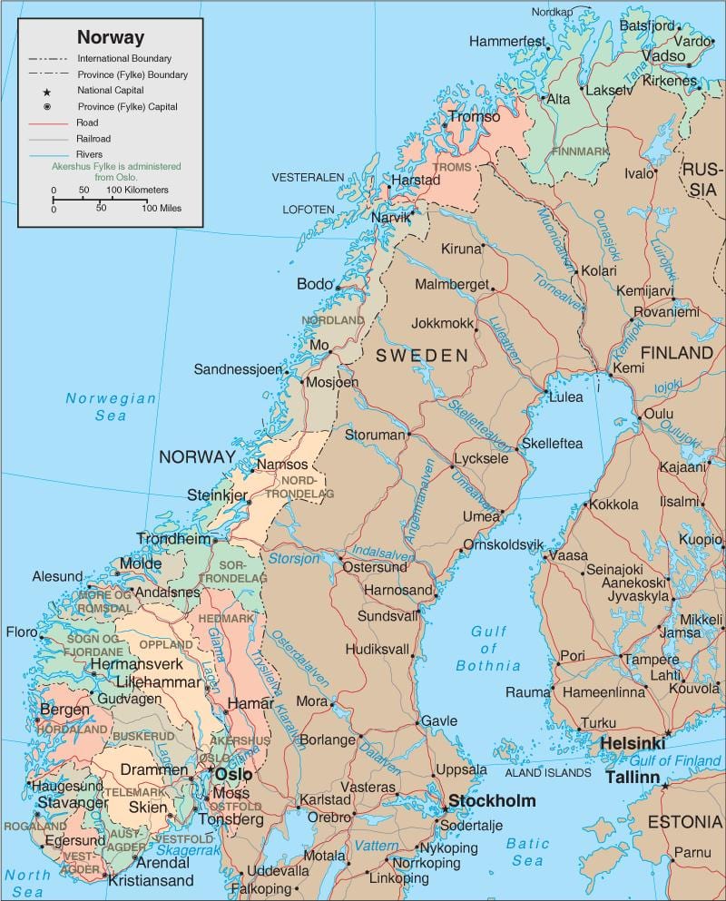 Kaart Norra juga
