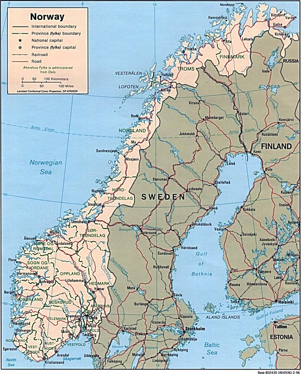 Kaart Norra laius
