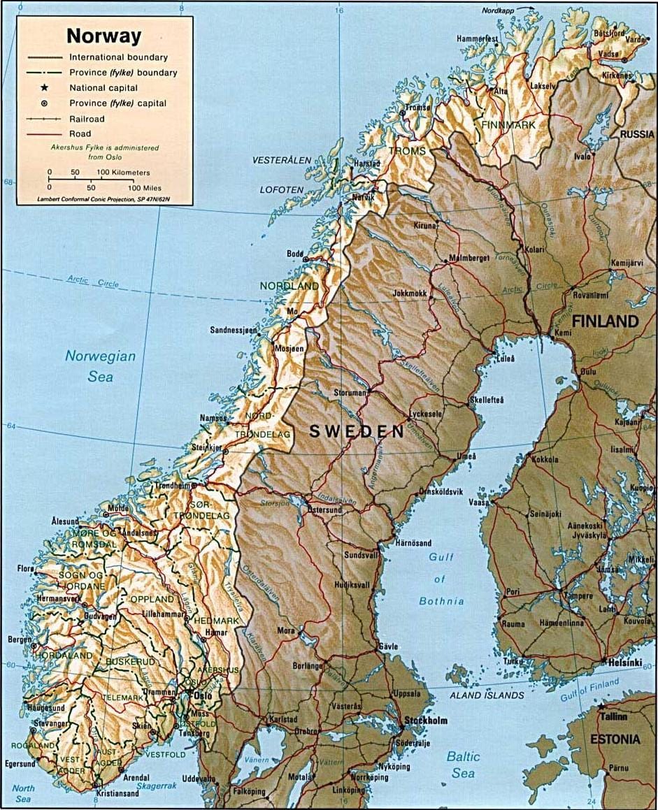 Kaart Norra mägedes