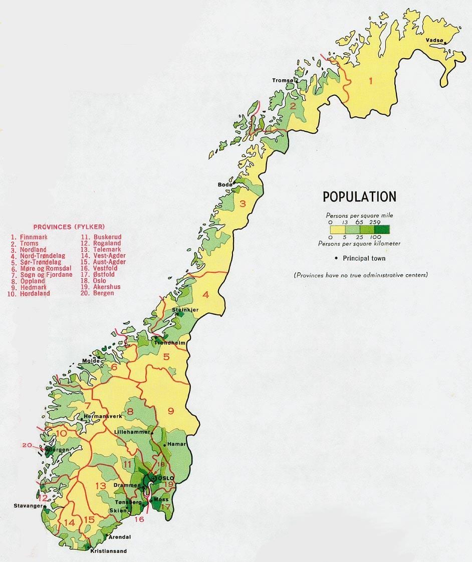 Norra rahvaarv kaart