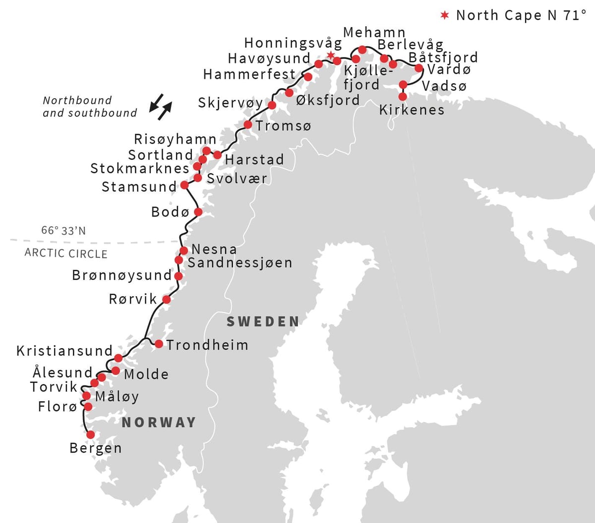 Kaart Norra sadamad