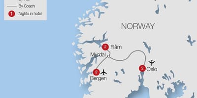 Kaart flam raudtee-Norra