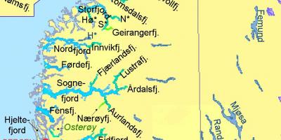 Kaart näitab Norra fjordid