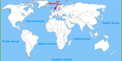 Maailma kaart, mis näitab Norra