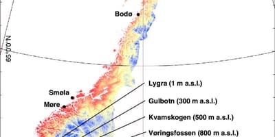 Norra temperatuur kaart