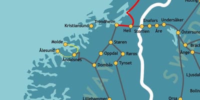 Kaart Norra põhja-raudtee