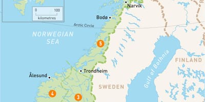 Kaart Norra piirkonnad
